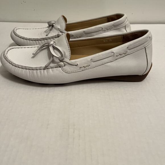 Van Eli Driving Loafers White Leather Moc Round Toe Slip On Flat Shoes Size 6.5M - Picture 5 of 12